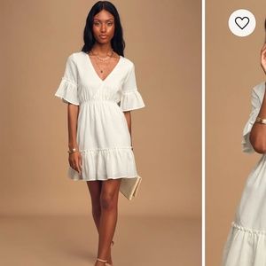 Lulus Sunshine Daydream White Short Sleeve Cutout Mini Dress
